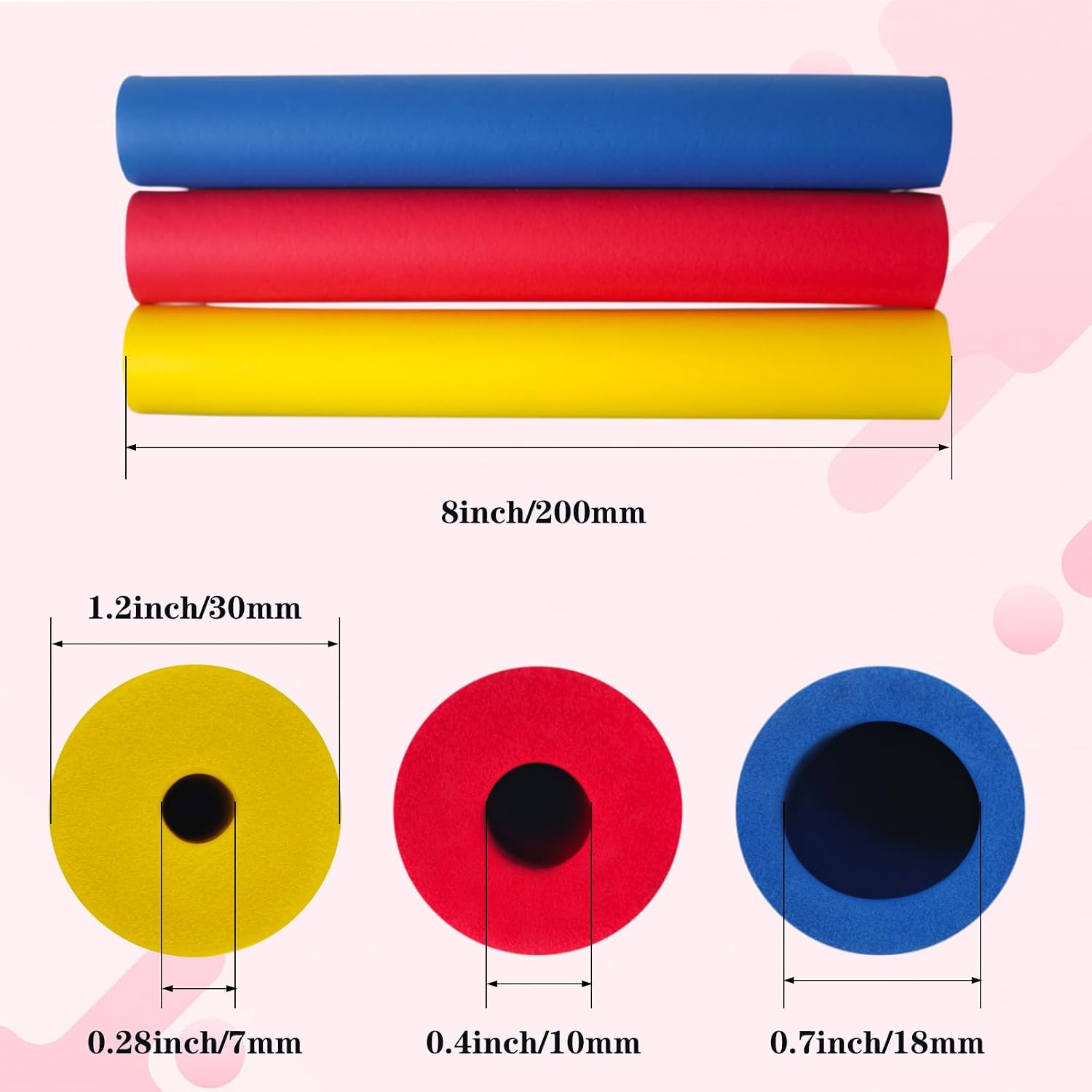 Foam Grip Tubing, 6Pcs Adaptive Utensils Grip Tubing, Ideal Grip Aid for Pens, Handicapped, Arthritic，Elderly