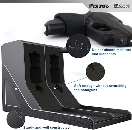 Miniatura 10 de Estante protector universal para pistolas, para almacenamiento seguro de armas, soporte para cargador de armas, 1 soporte para pistola y 3 ranuras