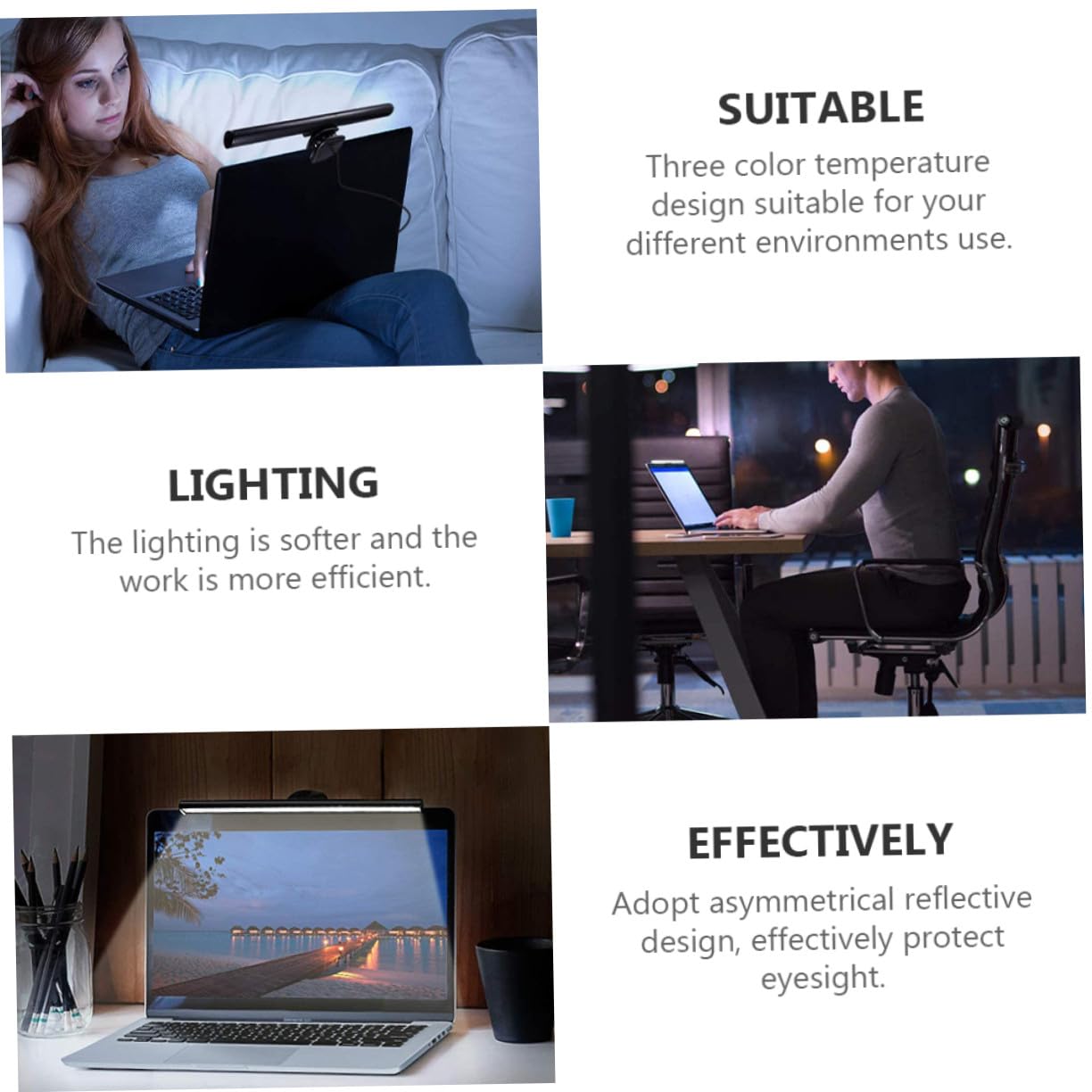 GALPADA Lampe Suspendue pour Écran D’ordinateur 26cm Noir 1 Set