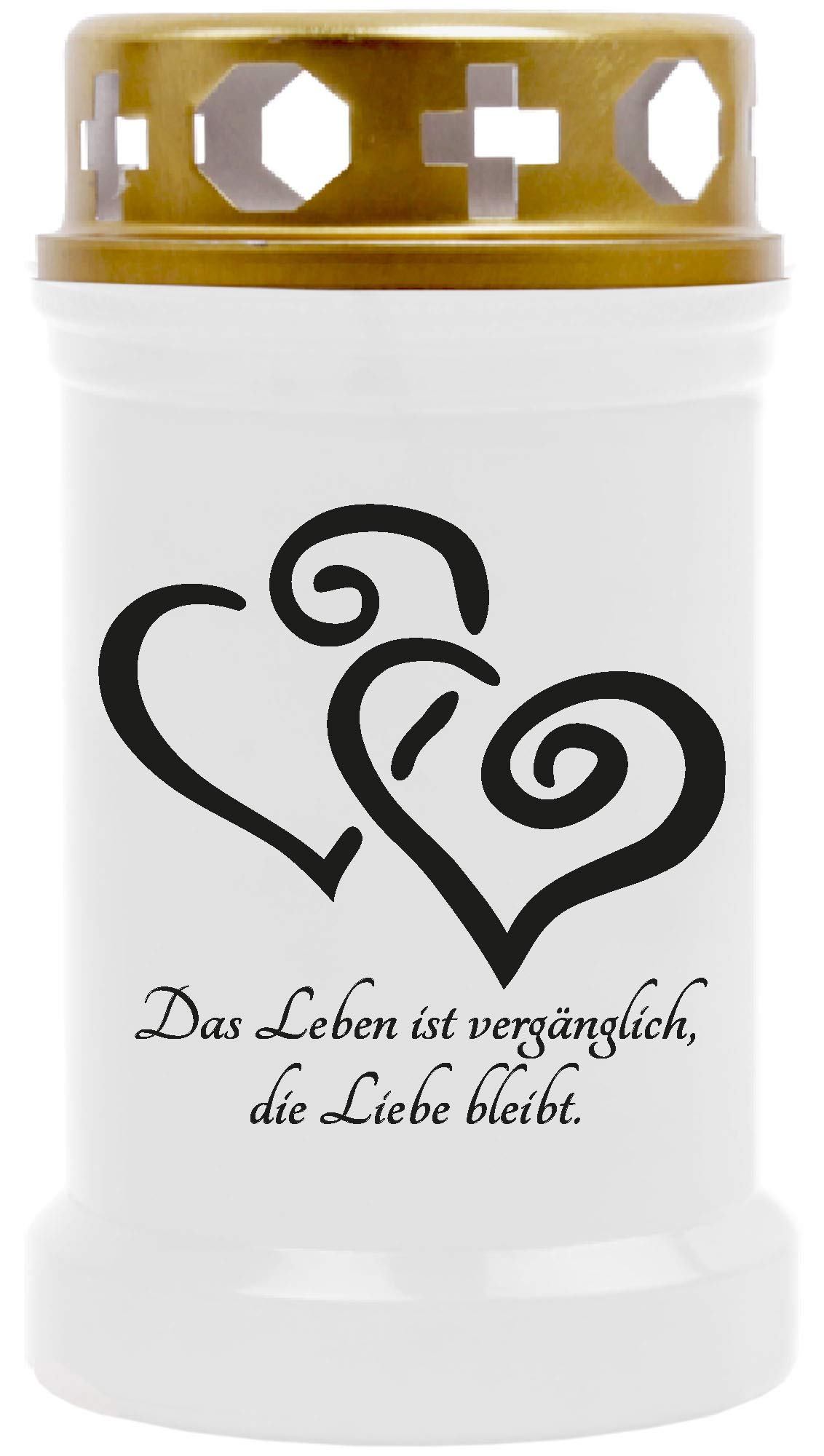 Hs Candle White Hscandle Grave Candle (White) Approx. 40 Hours Burning Time – Heart Motif, Available In Many Variants