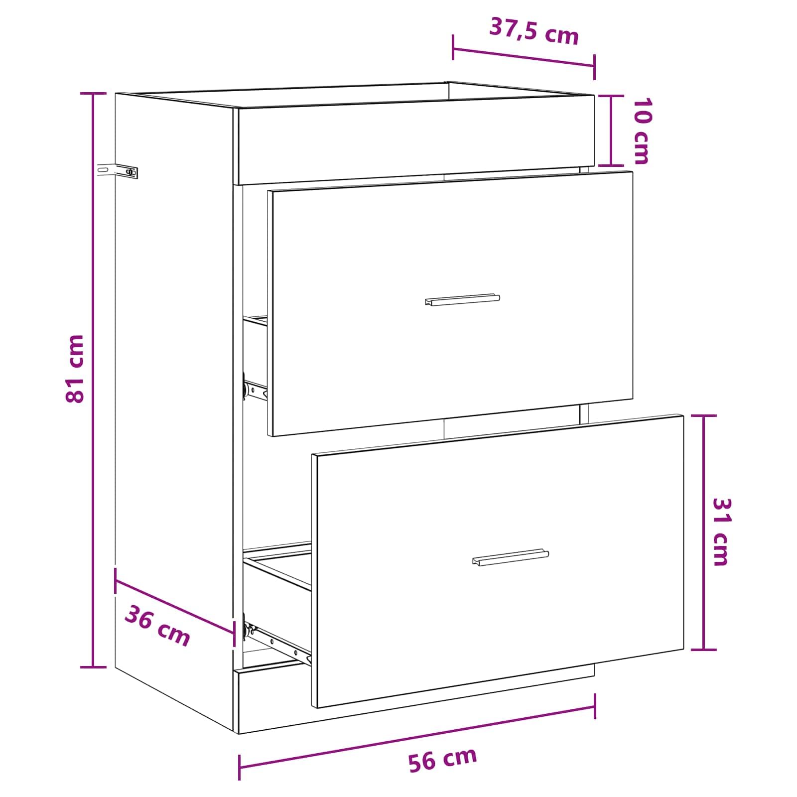 Mobiletto Bagno Sotto Lavabo Bianco 56 x 37,5 x 81 cm
