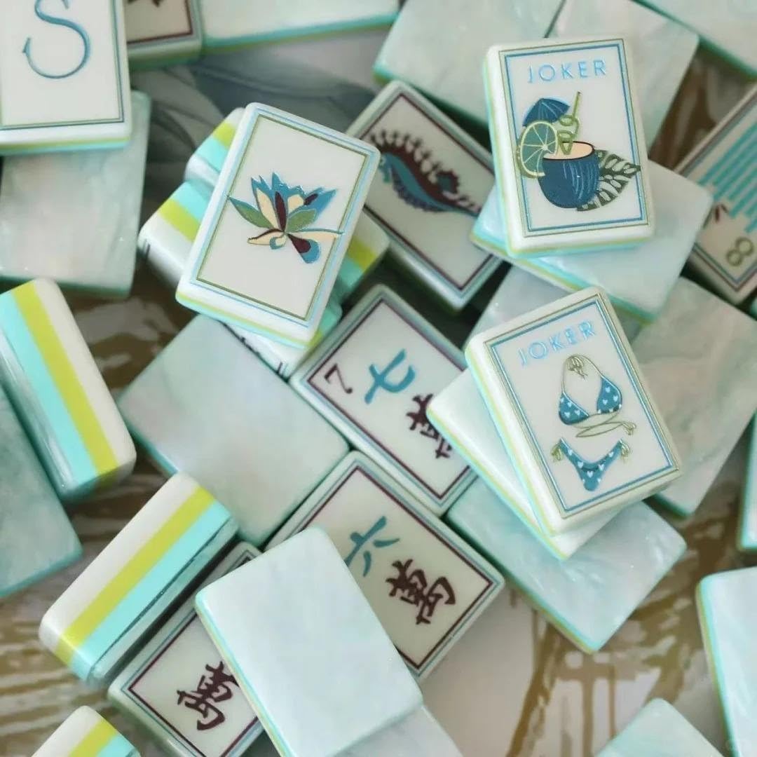 Jeu de Mahjong américain 160 tuiles, Art de Plage Tropicale