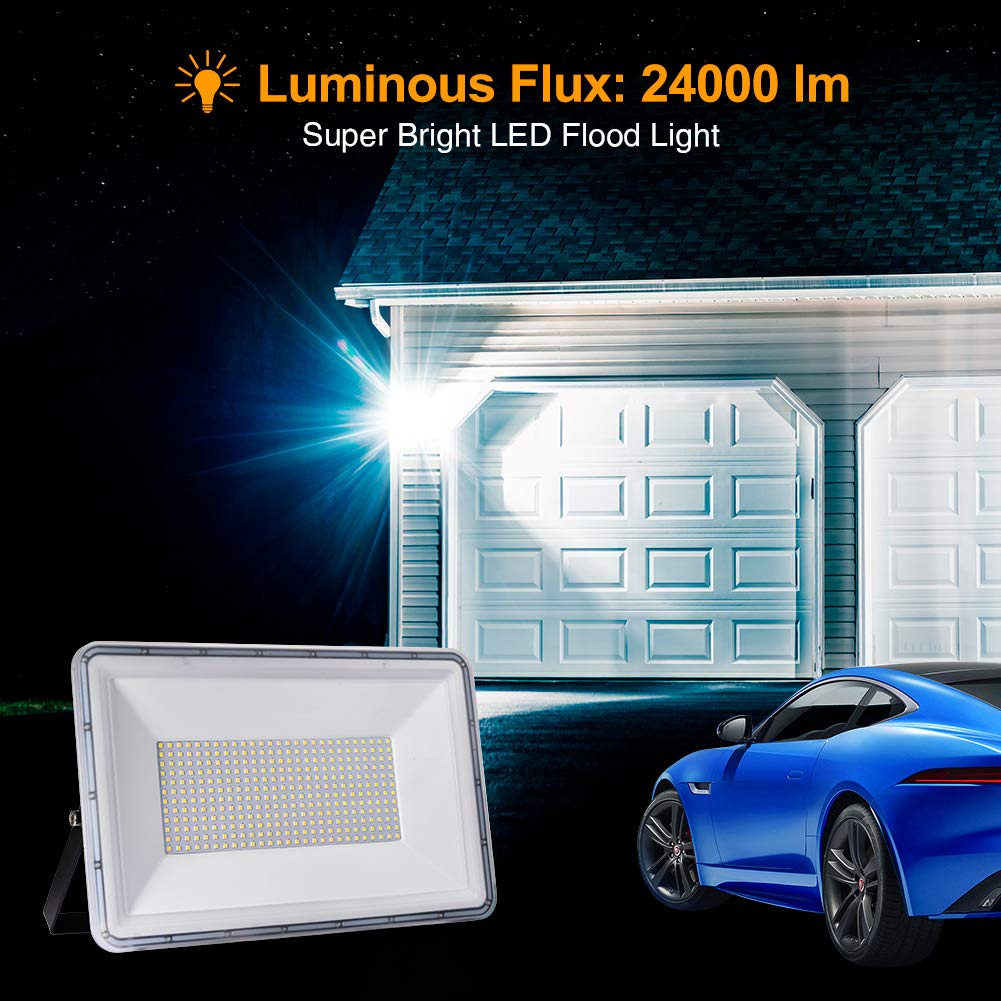 300W LED schijnwerper waterdicht IP67 Superhelder Buiten schijnwerper 24000LM 6500K koudwit LED Spot floodlight voor Tuin Garage, Terras,Balkon, Magazijn,portiek,Speelplaats