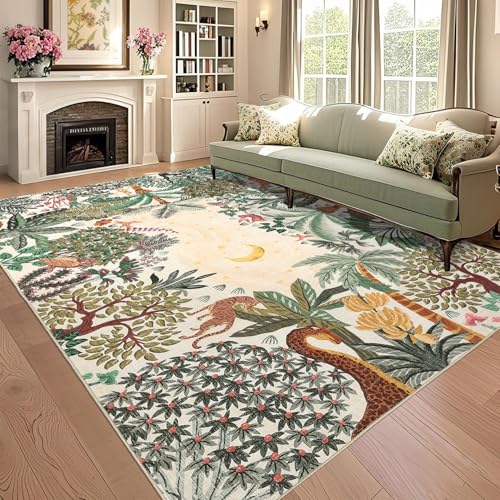 GarveeHome 6x9 Area Rug Jungle Beige Washable Rugs for Living