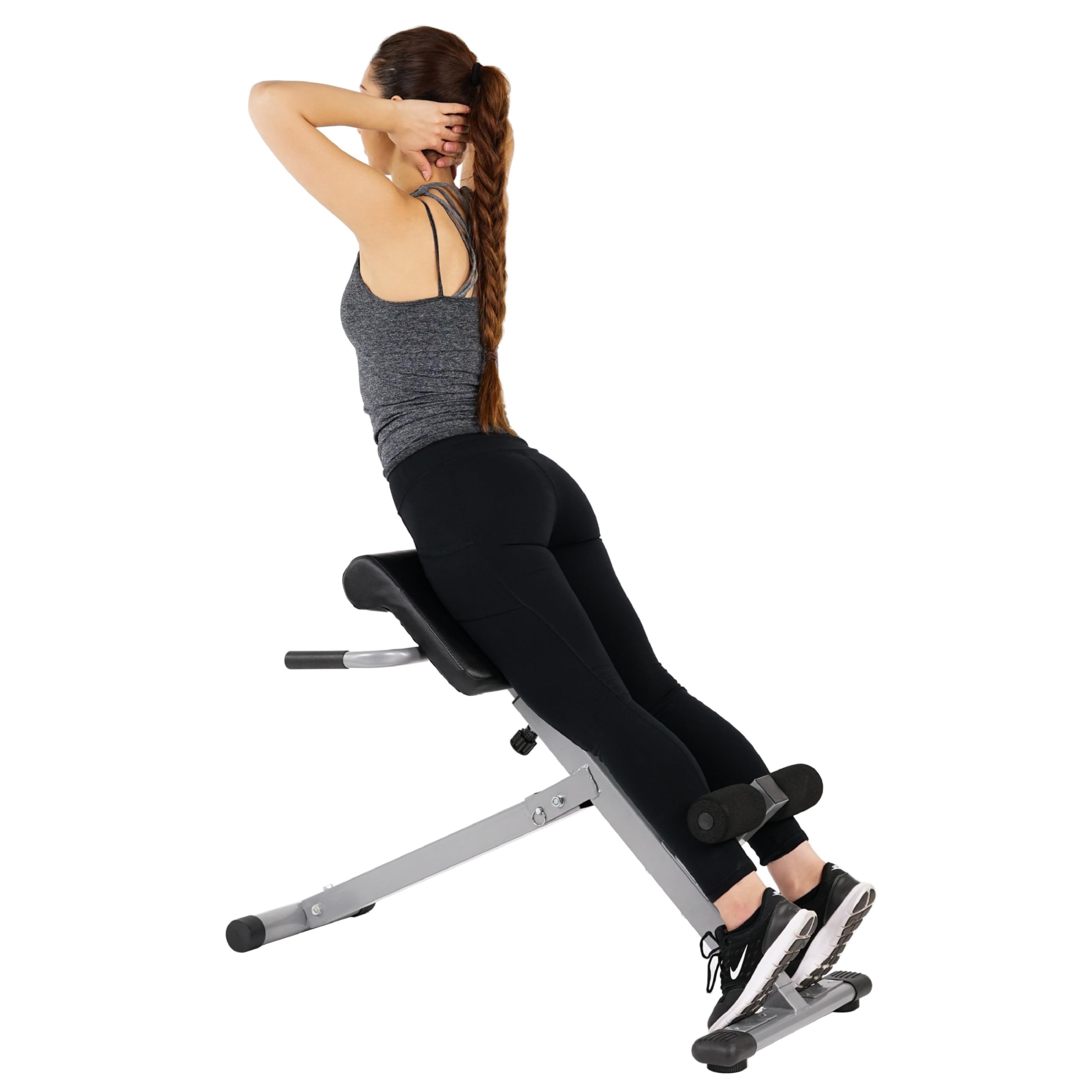 Sunny Health & Fitness Foldable Hyperextension Roman Chair W/Back Extension, Home Gym Sit Up Bench for Glute & Ab Workouts, Optional Adjustment Incline & Multi-Function Heavy-Duty Exercise Equipment