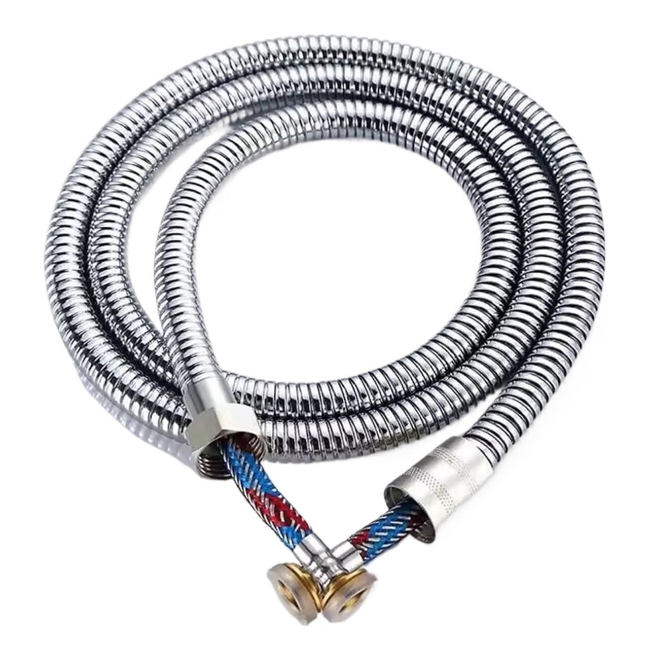 Zhaoqin Silver Shower Hose 1.5/2/3Meters Stainless Steel Braided Inner Pipe Flexible Shower Hose High Pressure Explosion-Proof Bathroom Extension Tube(2.0M)