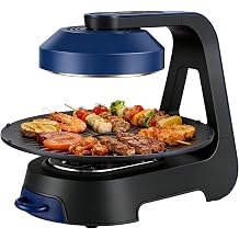 Smokeless Electric Grill Indoor with Timing Function 360Automatic Rotation and Removable Baking Pan,Led Touchscreen Display,for Family Gatherings,Food Stalls,and Self-Service Restaurants