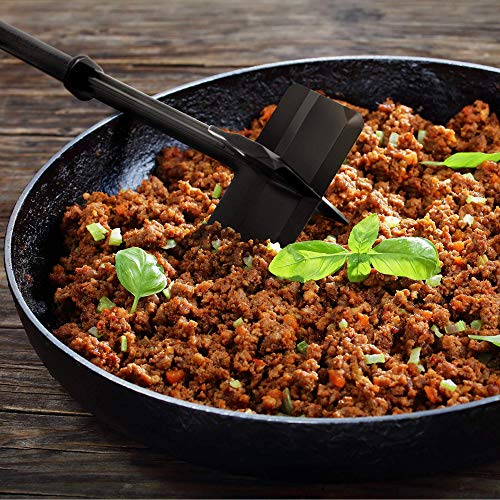 Zulay Kitchen Meat Chopper For Ground Beef And Ground Beef Smasher - Durable Hamburger Chopper, Non-Scratch Meat Masher - Versatile Ground Meat Chopper And Meat Masher Ground Beef (Black) #TOP3