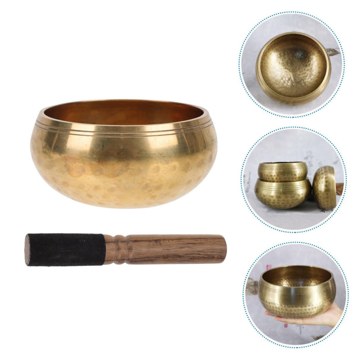 4 Sets Buddha-Klangschale, Achtsamkeitsschale, heilende Klangschale, Himalaya-Klangschalen, Entspannungs-Klangschale, heilende Klangschale, Meditations-Klangschale, Tibet-Yoga-Stick