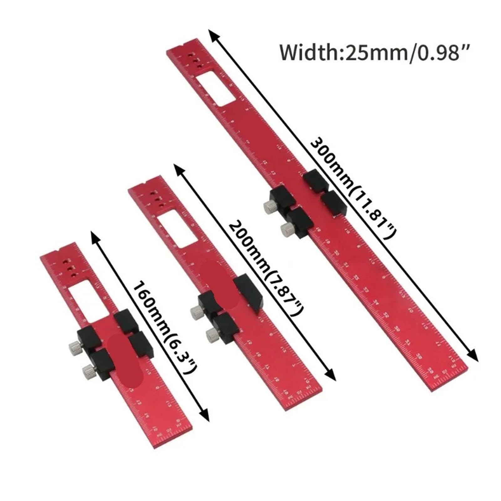 Bloque de Posicionamiento para Regla Regla de posicionamiento aleación aluminio 16/20/30cm, indicador marcado carpintería, herramienta medición ángulo for diseño precisión carpintero DIY(160mm)
