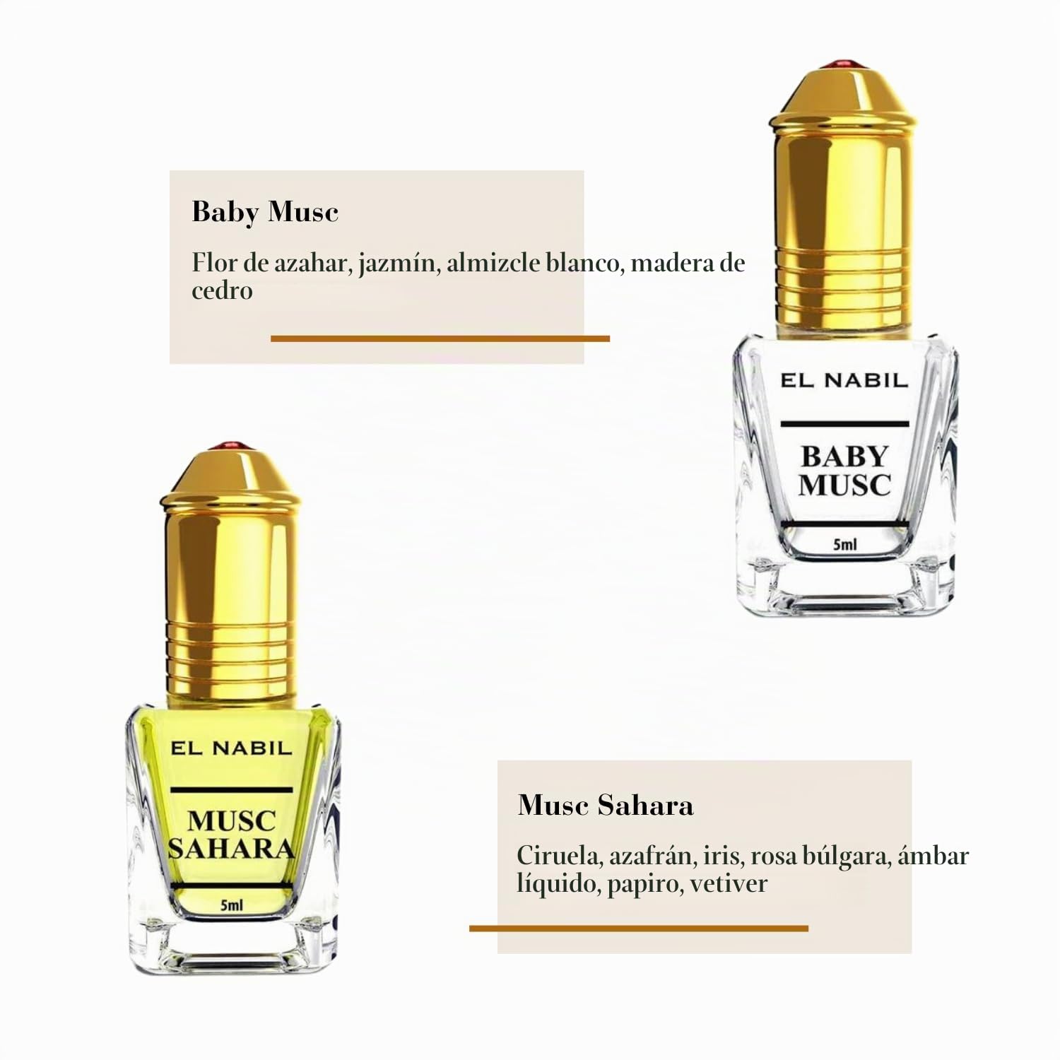 El Nabil Set de fragancia de almizcle para mujer, 10 x 5 ml de aceite de perfume (TOP 10 MIX) – Perfumes árabes para mujer – Juego de perfume oriental