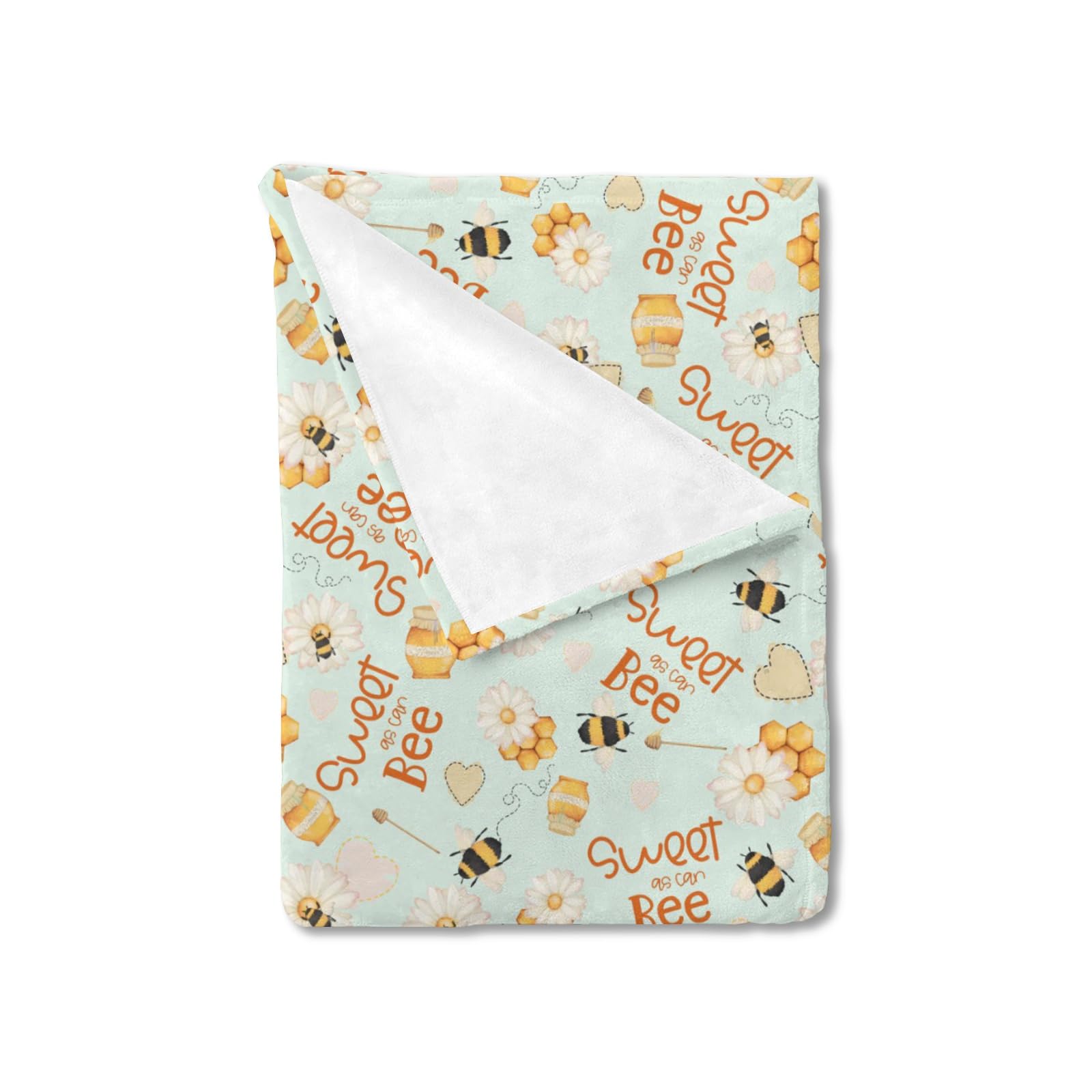Hawskgfub Women's Bee Sweet As Can Daisy Flower Honey Baby Blanket For Girls Gift, Blue Honeycomb Heart Flannel Fleece Nursery Bed Blankets, Soft Lightweight Newborn Infant Toddler Kids Crib Bedding 30 X 40