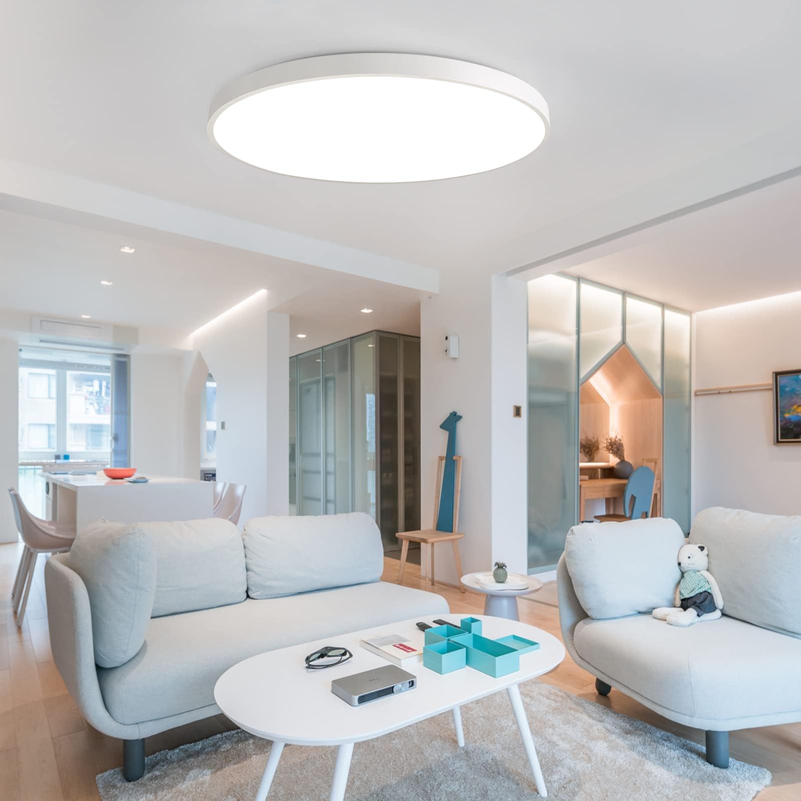 JDONG Led Deckenleuchte Dimmbar 72W Rund Flach Deckenlampe mit Fernbedienung 3000K-6000K Wohnzimmerlampe Modern ultradünn Leuchte für Wohnzimmer, Schlafzimmer Esszimmer Büro Ø58*5CM