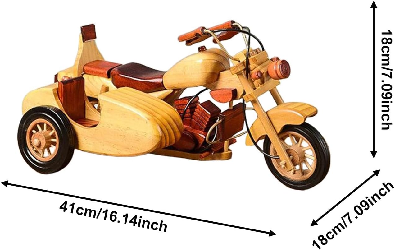 Wooden Motorcycle Model Sculpture Handmade Vintage Design Desktop Ornament for Bookshelf Bar Decor Collectible Gift- Style A
