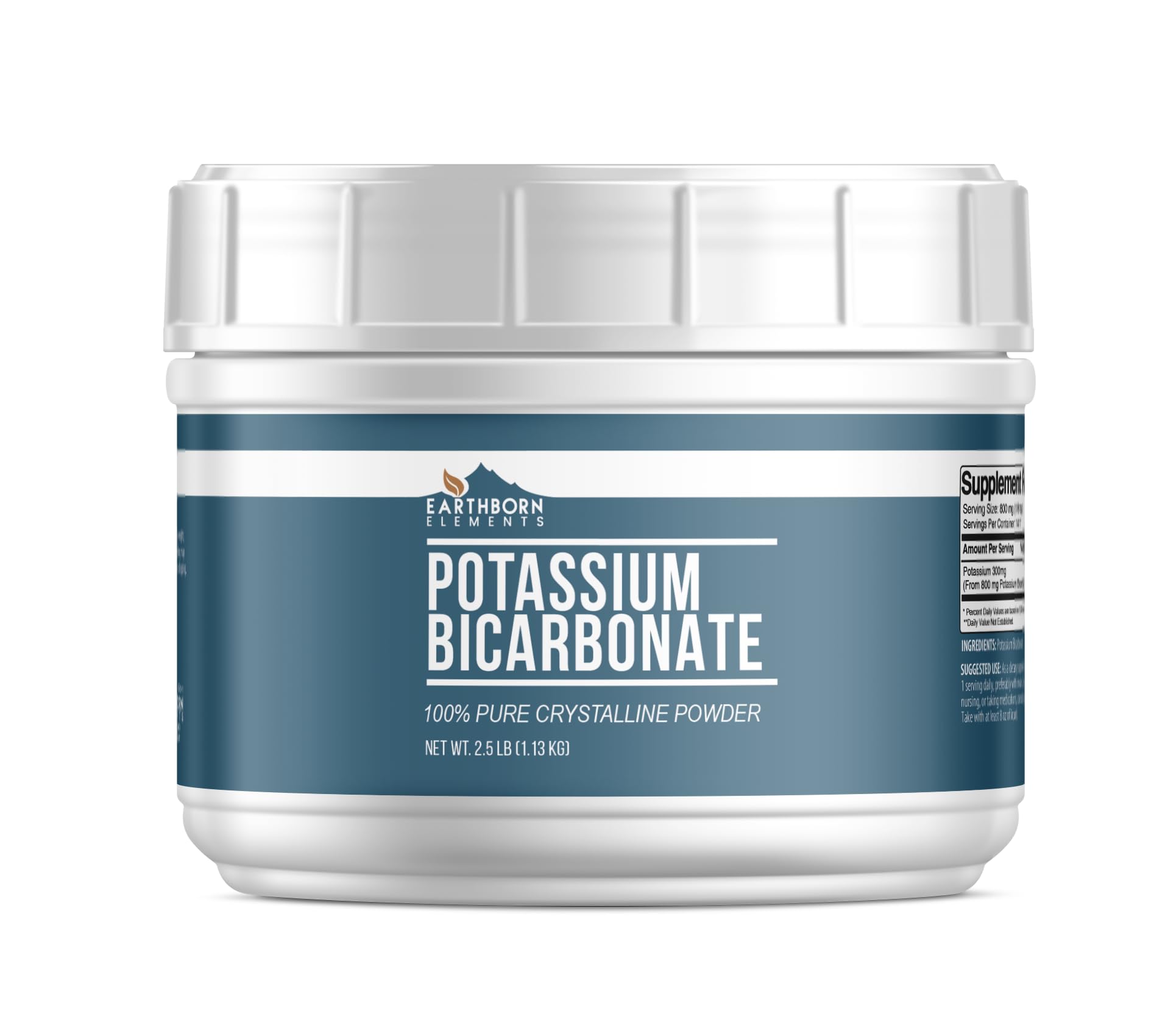 Earthborn Elements Potassium Bicarbonate (2.5 lb), Mess-Free Tub, Pure & Undiluted