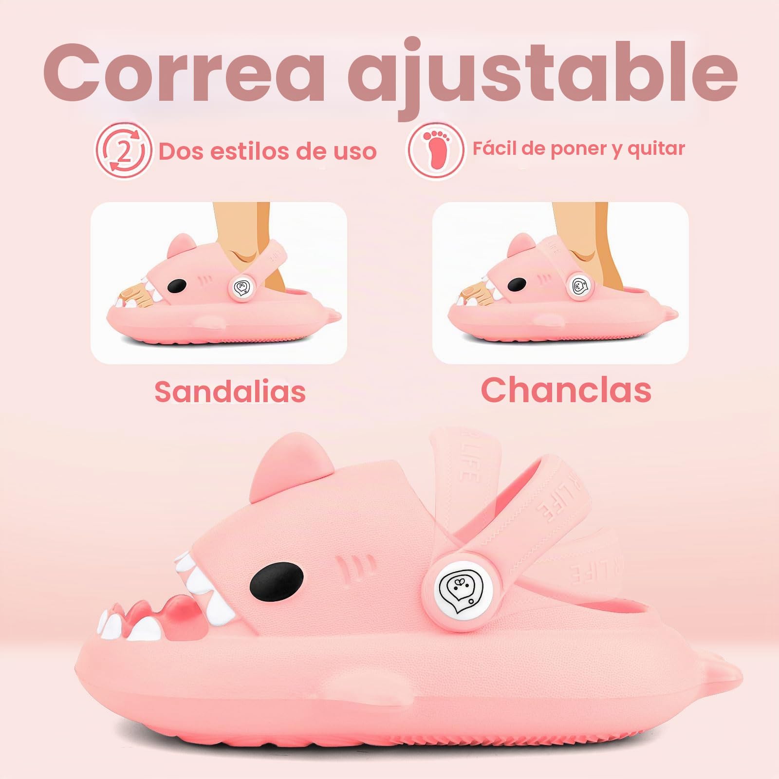 Chanclas Tiburón Niñas Chanclas de playa para niños Sandalias antideslizantes para piscina Chanclas de Verano Rosa Menta Verde Azul Gris Amarillo Verde Oscuro