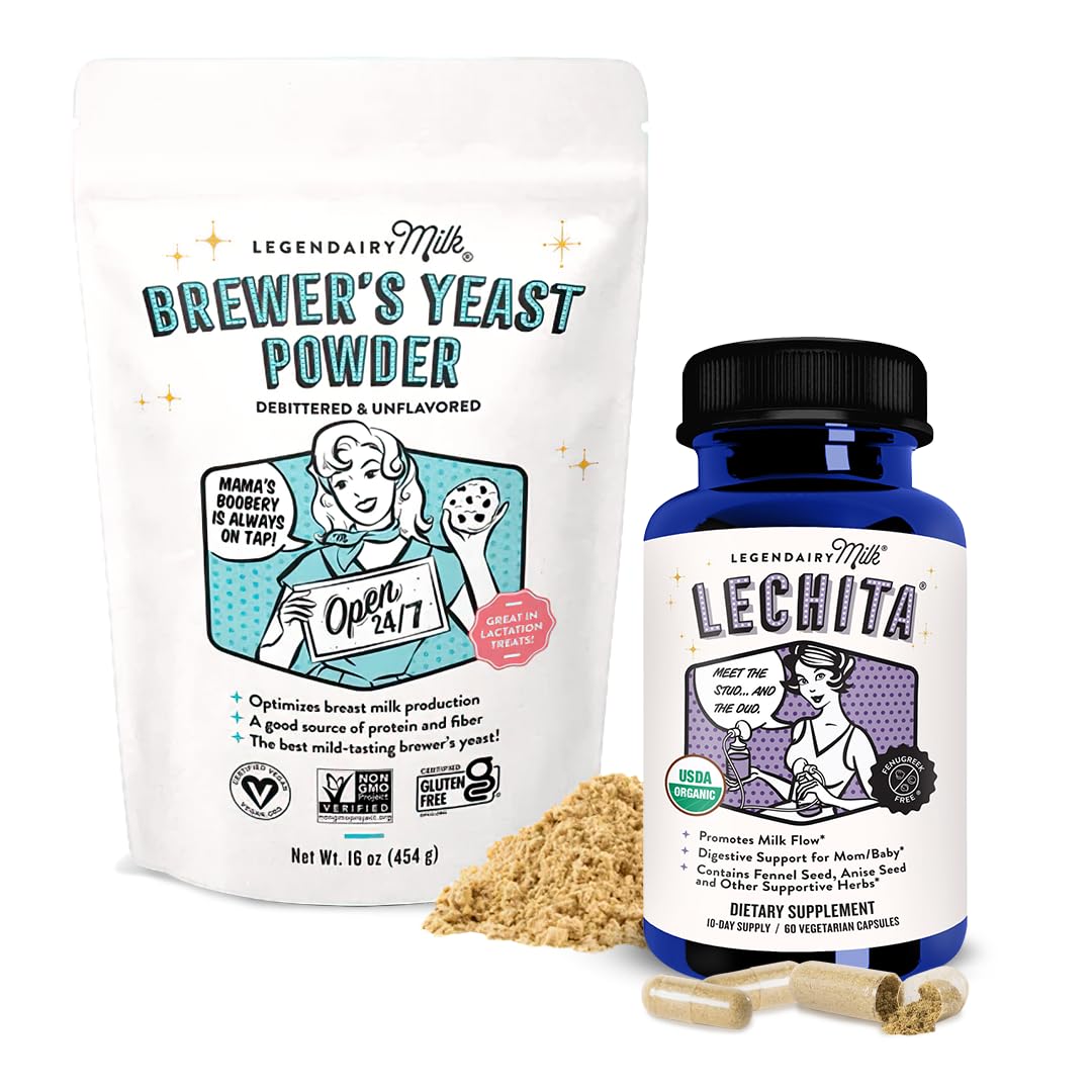 Legendairy Milk Lechita + Brewer's Yeast Powder - Promotes Healthy Milk Flow and Boosts Breast Milk Supply - Organic Fenugreek Free Breastfeeding Supplement