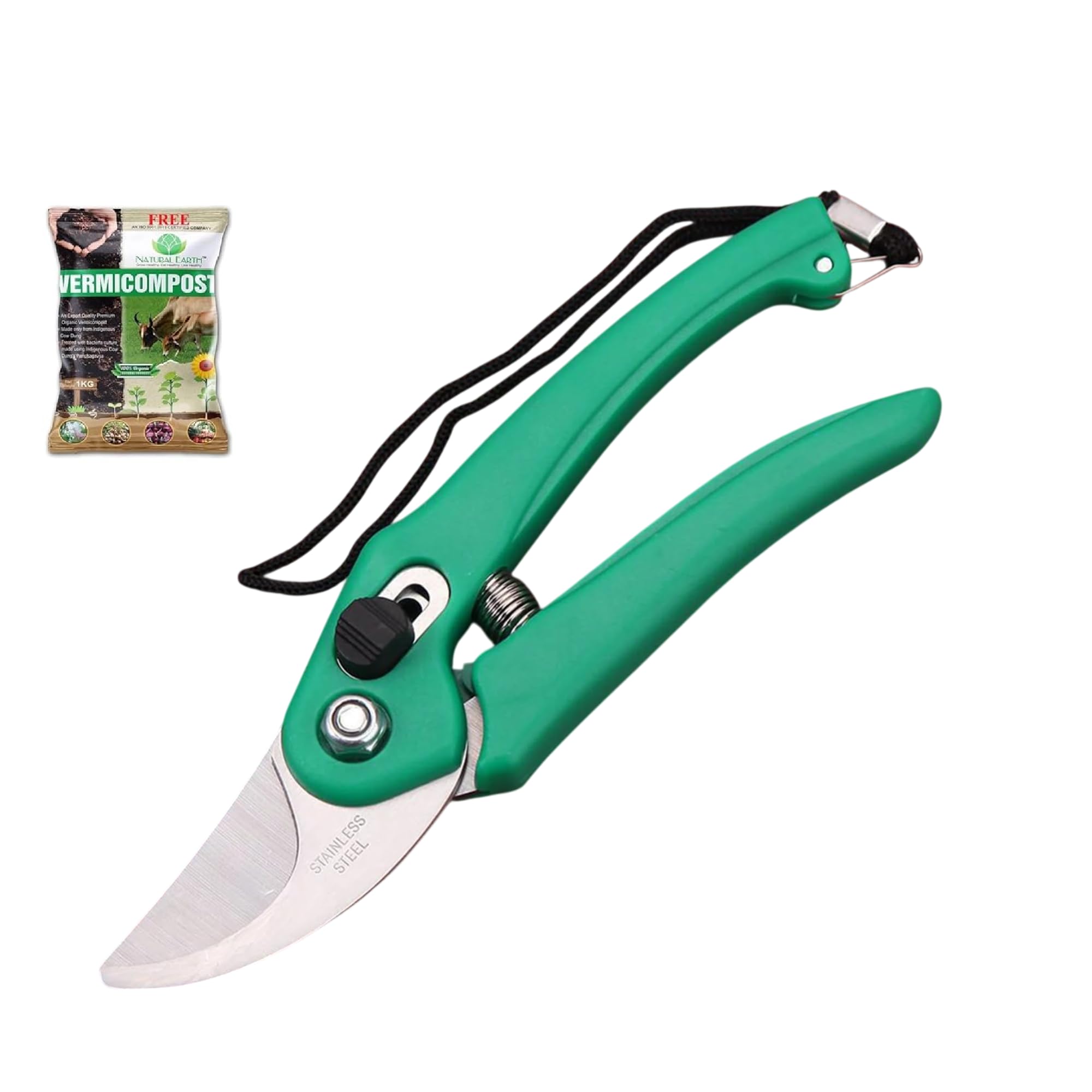 NATURAL EARTH® Hand Pruner Cutter for Gardening | Heavy Duty Steel Blade Plant, Grass & Wood Branch Trimmer | Durable Garden Pruning Tool | Free 1 kg Organic Vermicompost-image-43