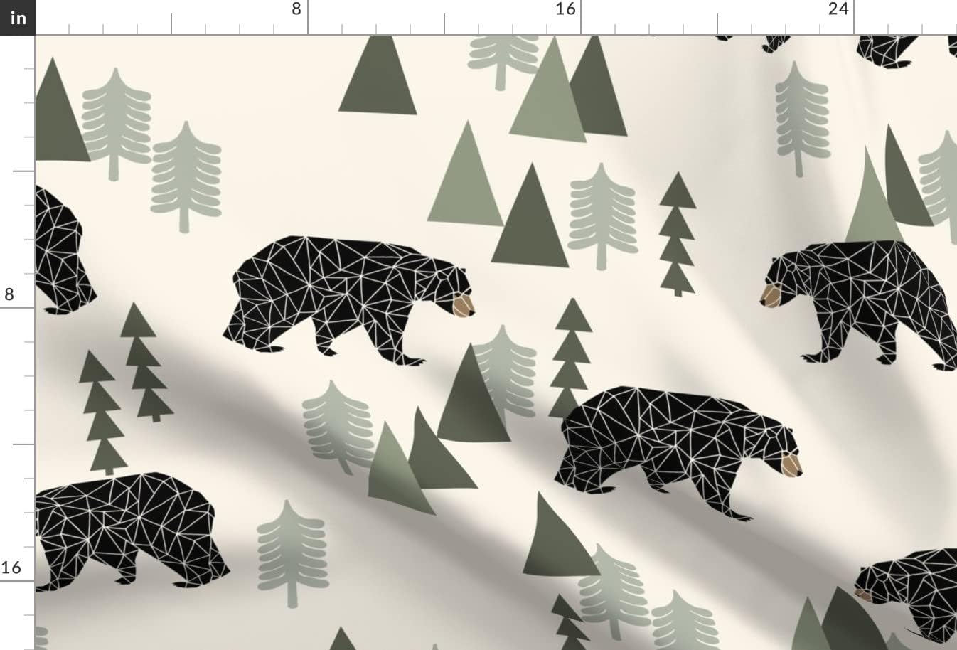 Spoonflower Fabric - Forest Bear Cream Green Neutral Nursery Boys Mountain Woodland Printed on Upholstery Velvet Fabric Fat Quarter - Upholstery Home Decor Bottomweight Apparel