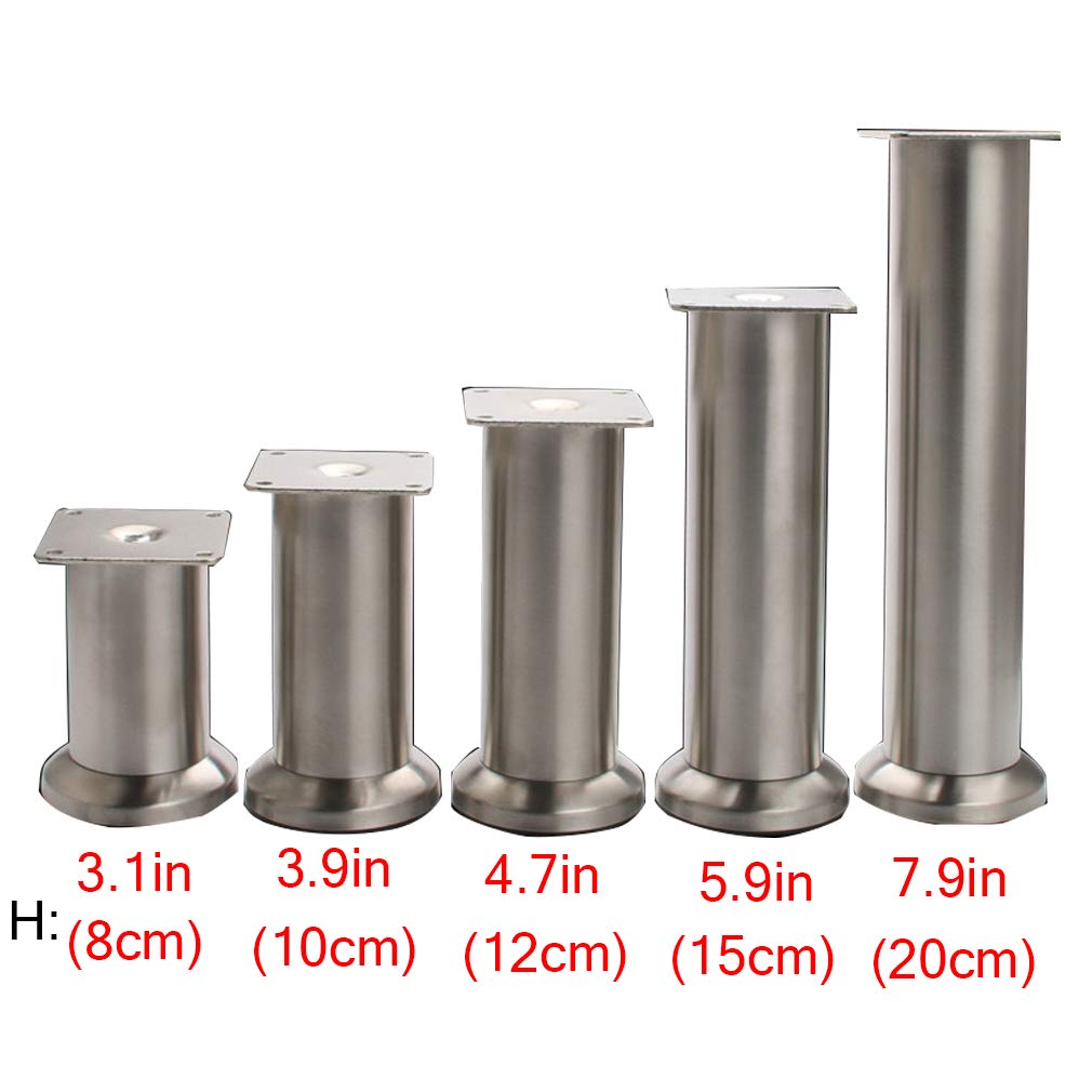 Zestaw 4 nóżek meblowych, nóg sofy, nóżek stołu TV ze stali nierdzewnej, nośność 200 kg, wysokość 7,9 cala/20 cm, akcesoria Wyślij