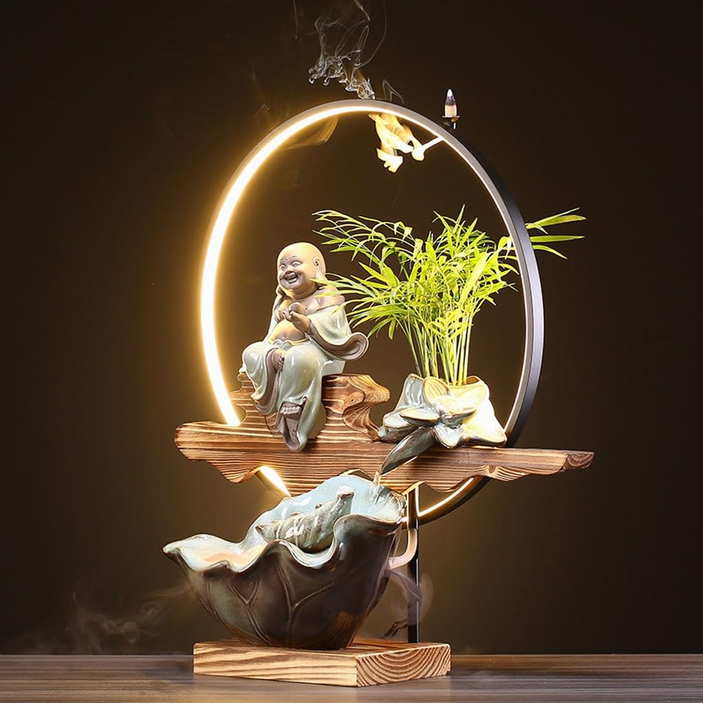 Fuente Decorativa de jardín, Fuente de Agua con Cascada, de cerámica, Feng Shui Zen, decoración para salón, Dormitorio, Oficina
