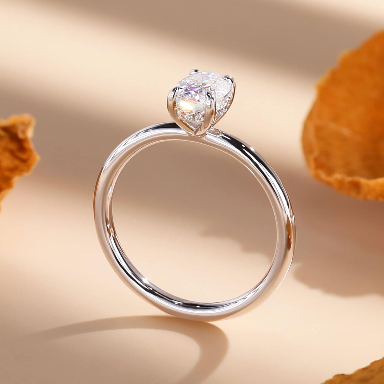 getlove 1.5/2/3CT Oval Cut Moissanite Engagement Ring 18K White Gold Plated 925 Sterling Silver D-Color VVS1 Solitaire with Hidden Halo Wedding Ring for Her Promise Ring for Women - Image 7