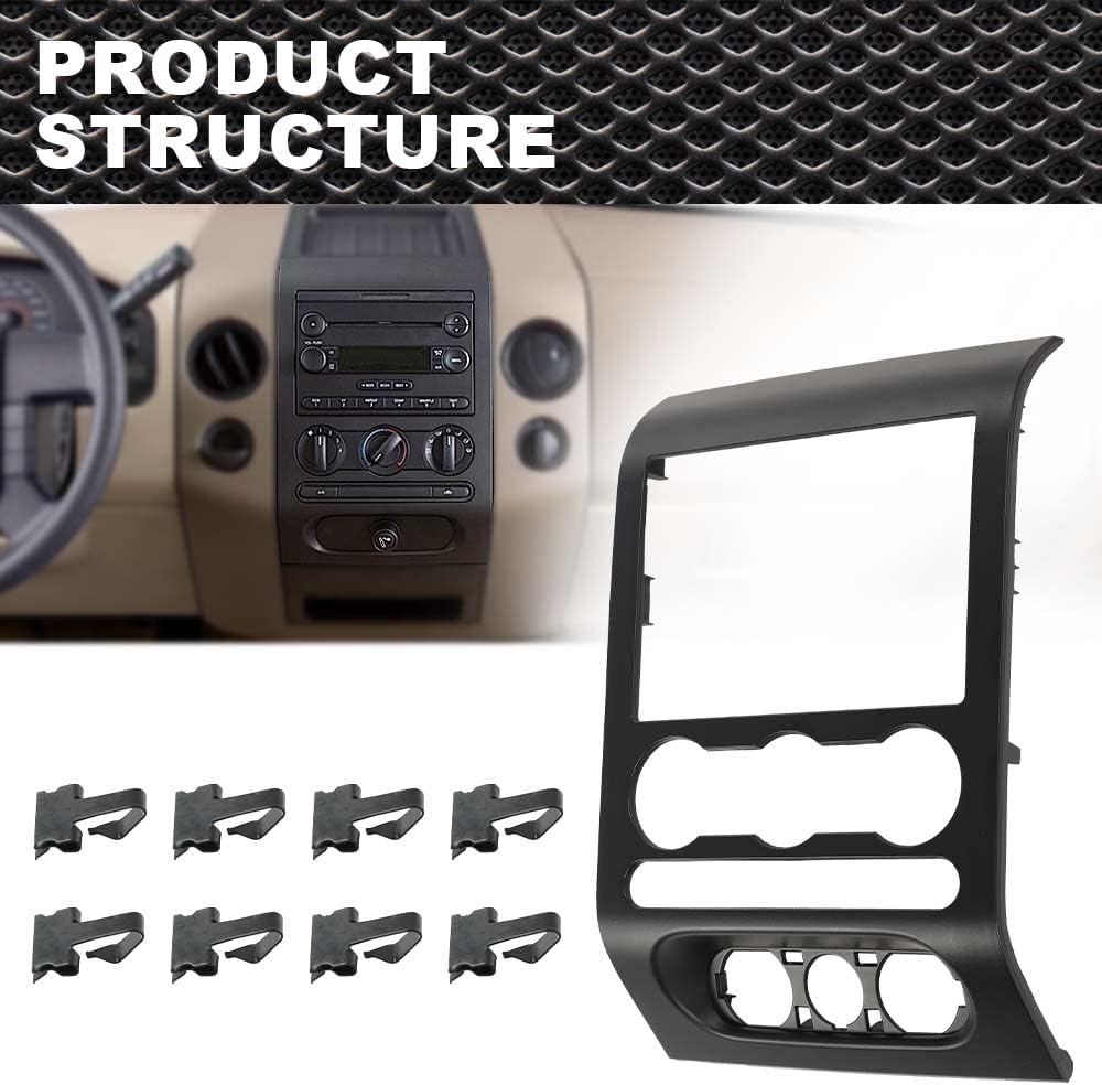 Dash Radio Bezel Trim Panel For Ford F-150 (2004-2008) - Black, Replaces 4L3Z-1504302-AAA