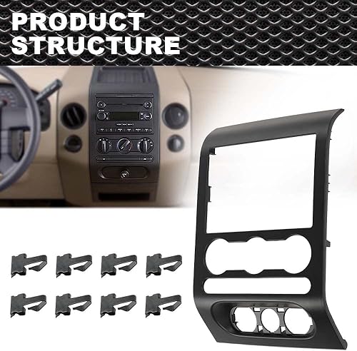 Miniatura 9 de Dash Radio Climate Bisel Central Panel Compatible con Ford F150 2004, 2005, 2006, 2007, 2008, Negro