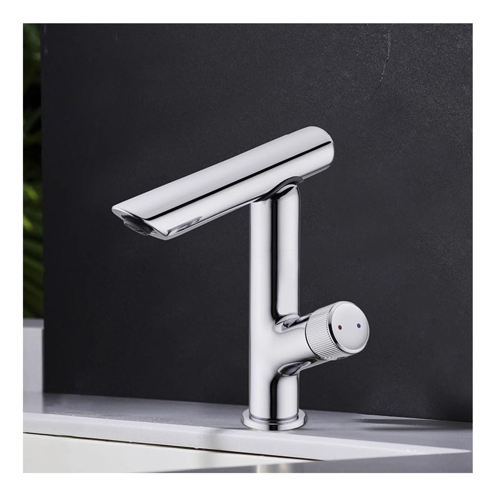 Robinets de salle de bain à une seule commande avec bec pivotant moderne - 7
