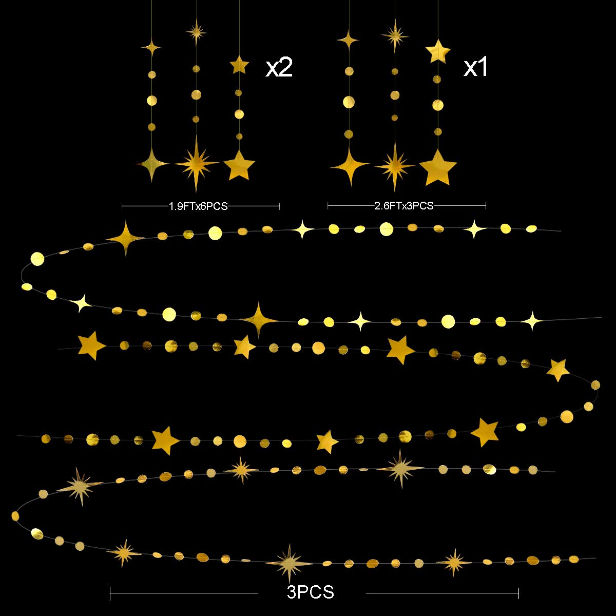 Pinkblume Guirlande De Fanions Holographiques à Suspendre Avec étoiles Irisées Pour Anniversaire, Mariage, Fête Prénatale, Crèche