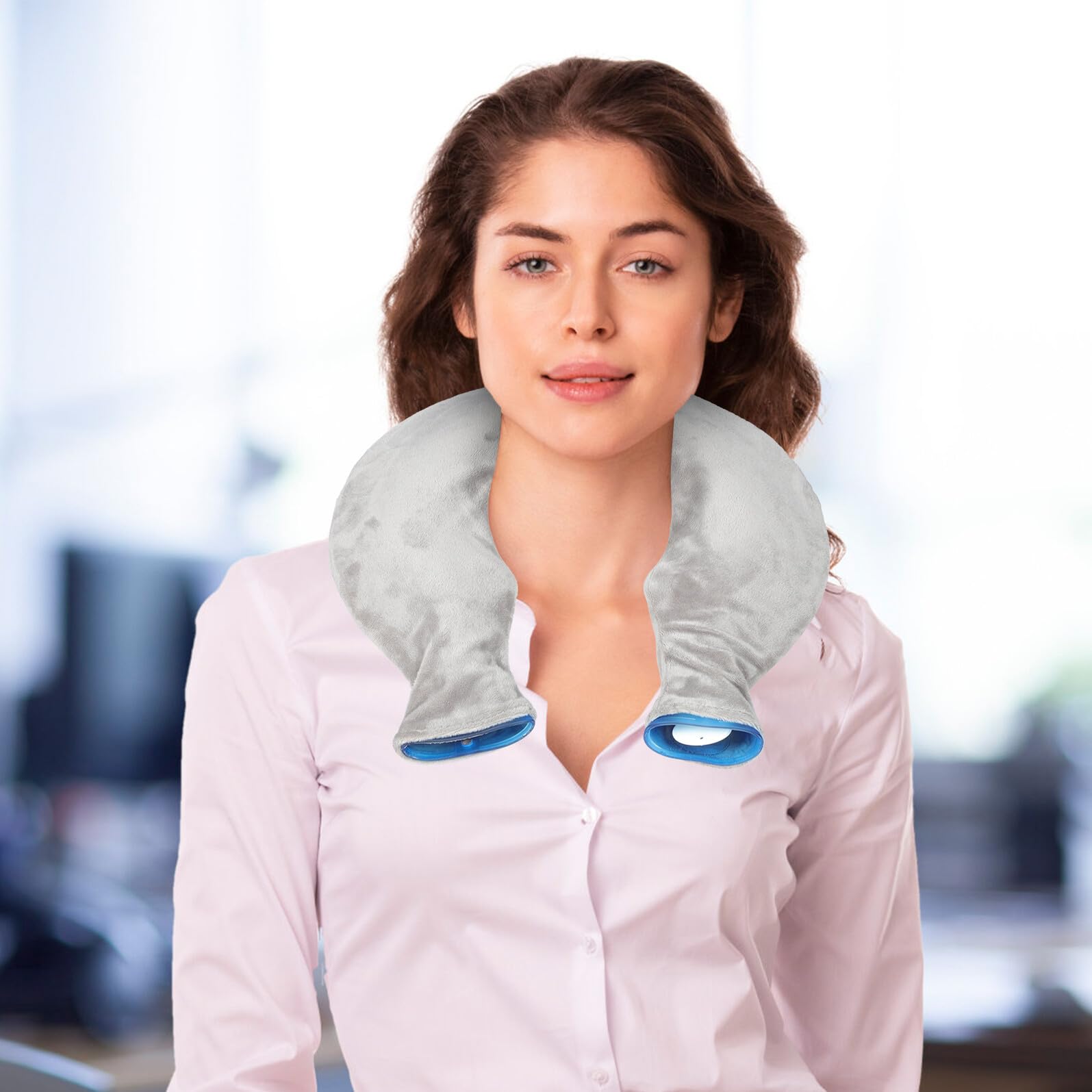 Garneck Impacco Freddo Caldo per Collo e Spalle in Gomma e Poliestere, Borsa Ghiaccio Riutilizzabile per Sollievo e Uso Domestico, Colore Blu