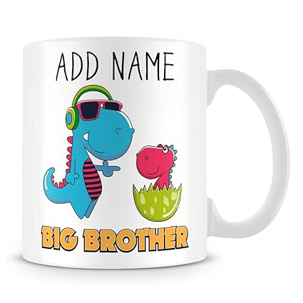 Big Brother Mug - Personalised Dinosaur Cup Gift with Name