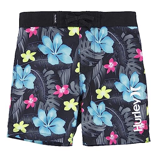 Board short Hurley garçon 2T maillot bain enfant motif floral noir jaune