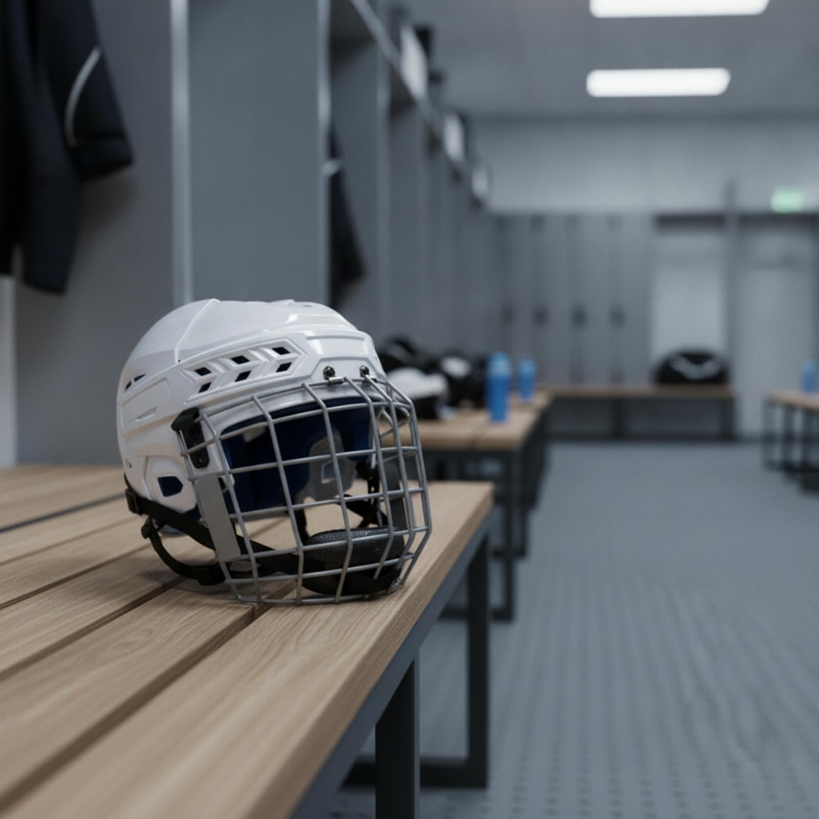 Casque de Sport avec Grille Faciale Casque Intégral Casque de Hockey Protège-tête Structure à Coque Lisse Absorbant Les Chocs avec Coussinets EVA et