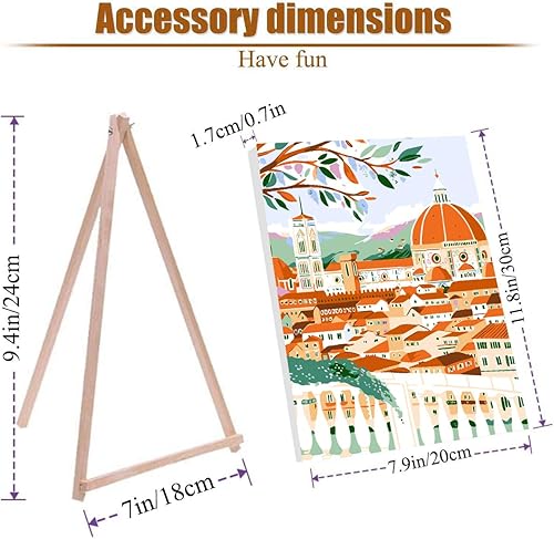 Vista 26 de VIGEGU Paquete de 4 pinturas por números para adultos, lienzo enmarcado, con caballete de madera, pintura por números para niños de 8 a 12 años