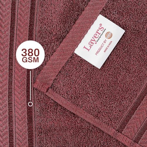 Image of Layers 100% Cotton Bath Towel | True Care Collection | 380 GSM Super Absorbent | Soft & Quick Dry | Shrink & Pill Resistant | Brown Solid Minimalist | 1 Piece for Men & Women | 60 x 120 cm