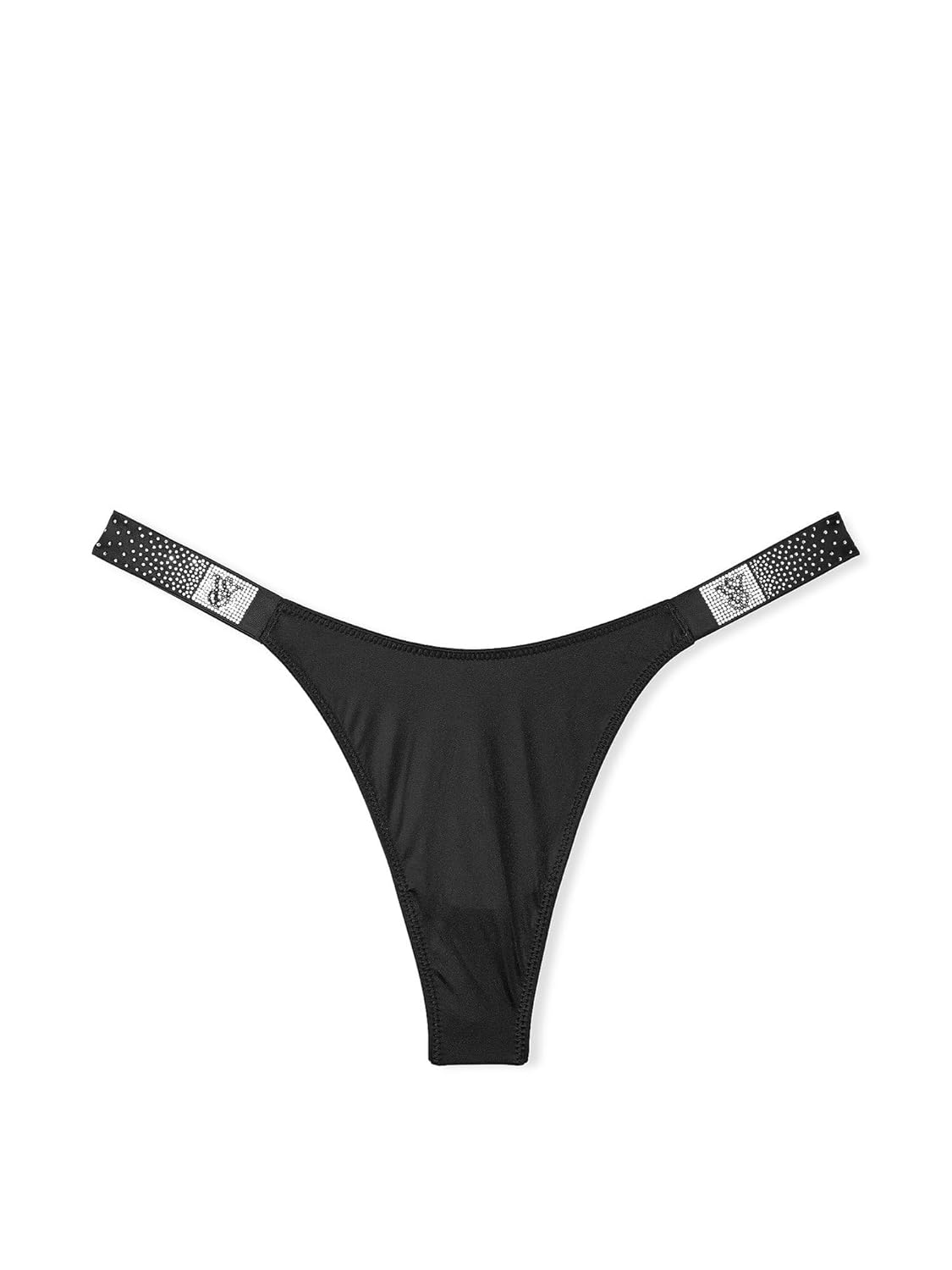 Victorias Secret Scattered Shine Strap Smooth Thong Panty Medium Black