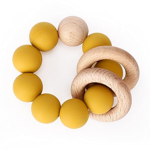 Miniatura 8 de Socub Juguete de dentición para bebés, anillo de dentición orgánico, mordedera de silicona y haya para bebés de más de 3 meses, sin BPA, arcilla