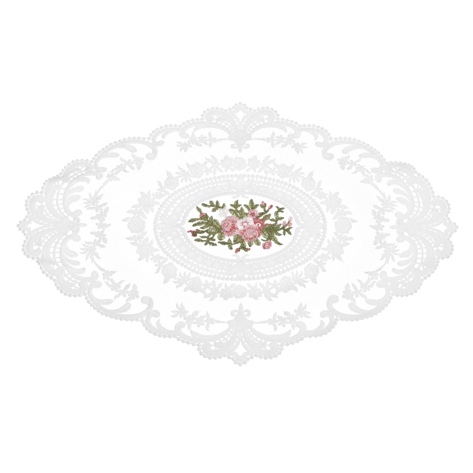 Napperons ovales brodés rétro dentelle blanche de qualité supérieure 40x55cm