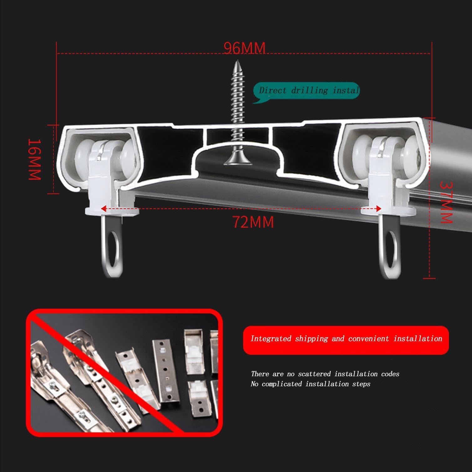 Aluminiowa szyna sufitowa z podwójną zasłoną, wytrzymała szyna sufitowa do salonu, łazienki, sypialni, zestaw działowy z białym wykończeniem, 140 cm