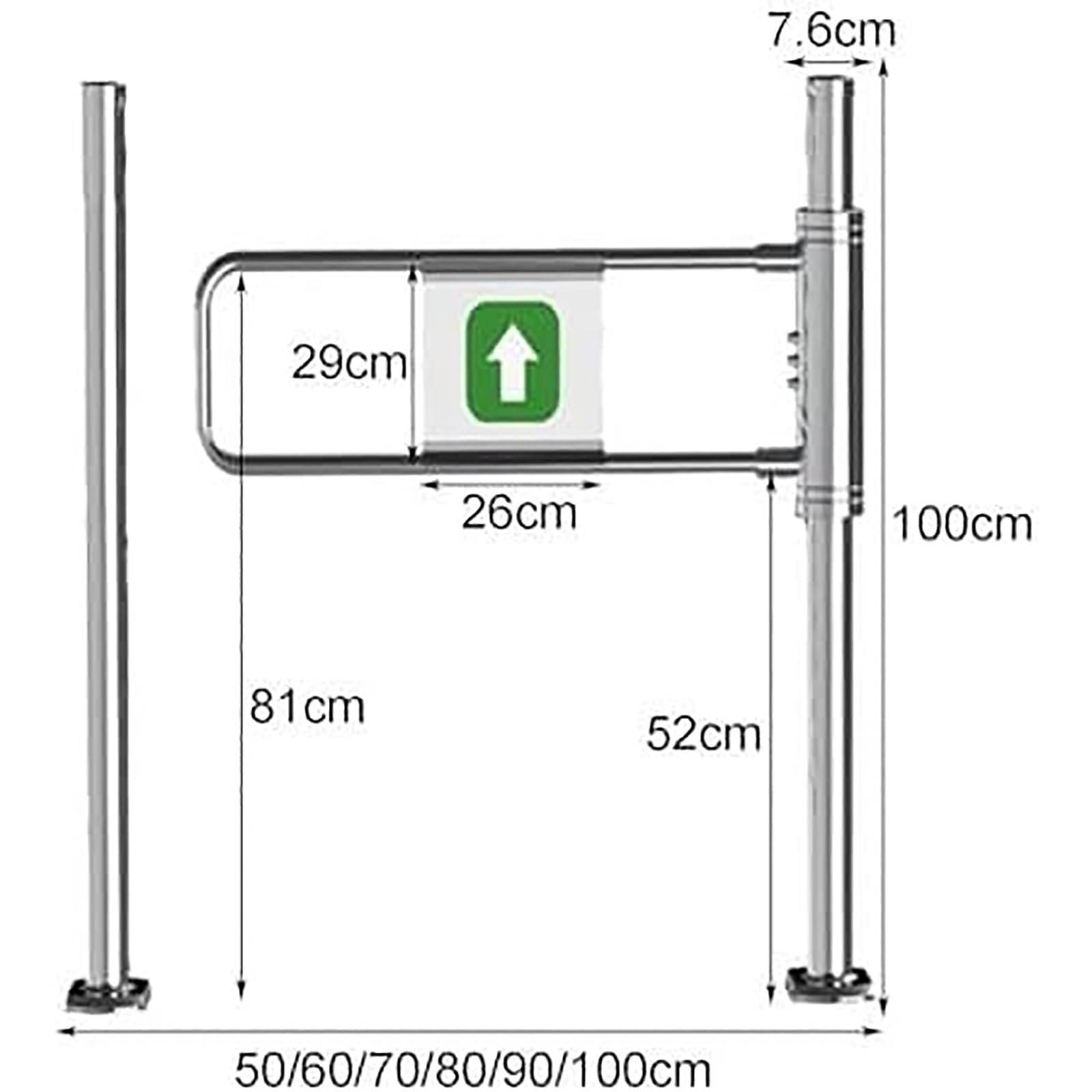 Porta di sicurezza a 1 via, barriera metallica con apertura a 90° per controllo della folla in supermercati, biblioteche e negozi panoramici