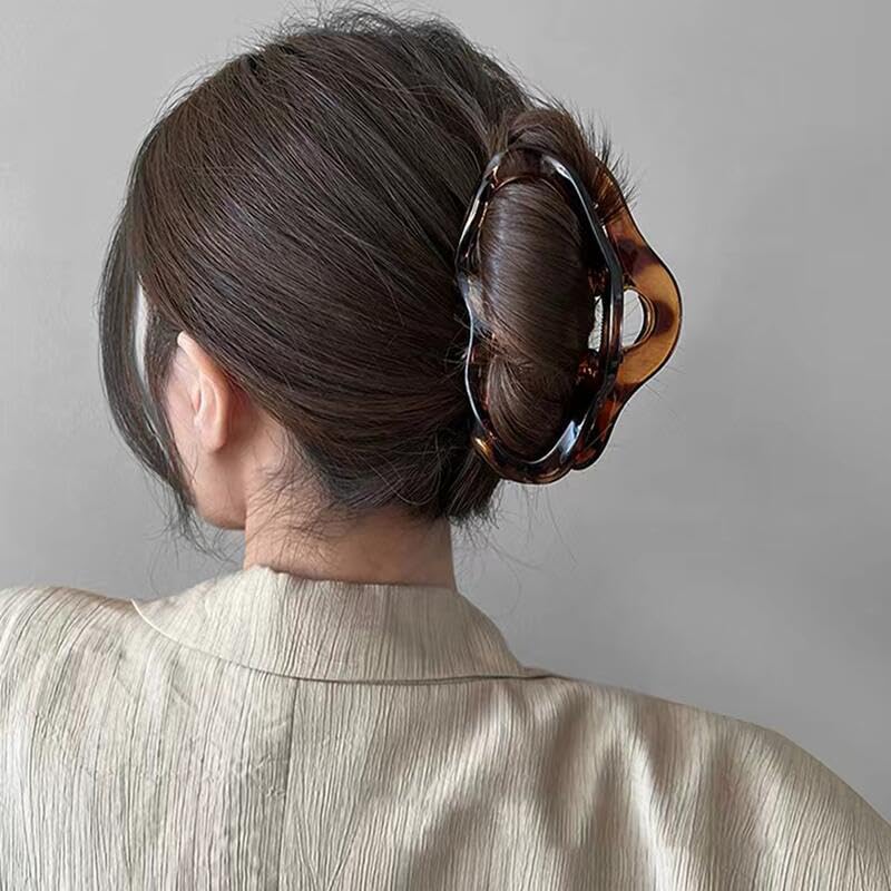 1Pack Cloud Hair Claw Clips for Women Girls Large Amber Color Acrylic Hair Clips Fashion Cloud Shaped Jaw Clip Strong Hold Hair Barrettes Non-Slip Hair Grip Clip for Wedding Party Hair Accessories - Image 9