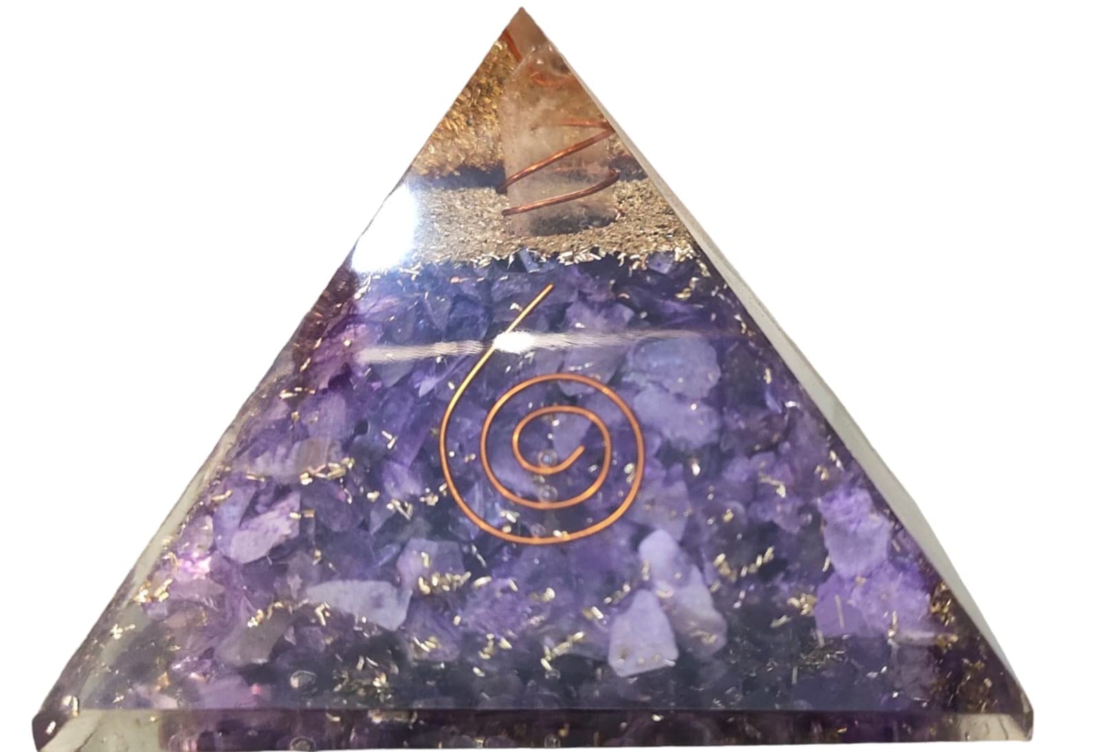 GEMTUBGEMTUB Natural Handcrafted Amethyst Orgone Pyramid for Calming Mind Chakra Balancing and EMF Protection - Size 4x4 inch