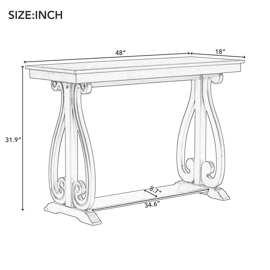 Amazon.com: 48-Inch Vintage Console Table, Sofa Table Behind