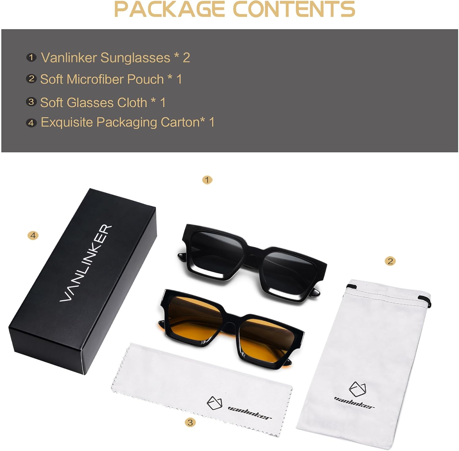 VANLINKER Thick Square Sunglasses for Men Women Retro Chunky Rectangle Shades UV400 Protection VL9731 - Image 5