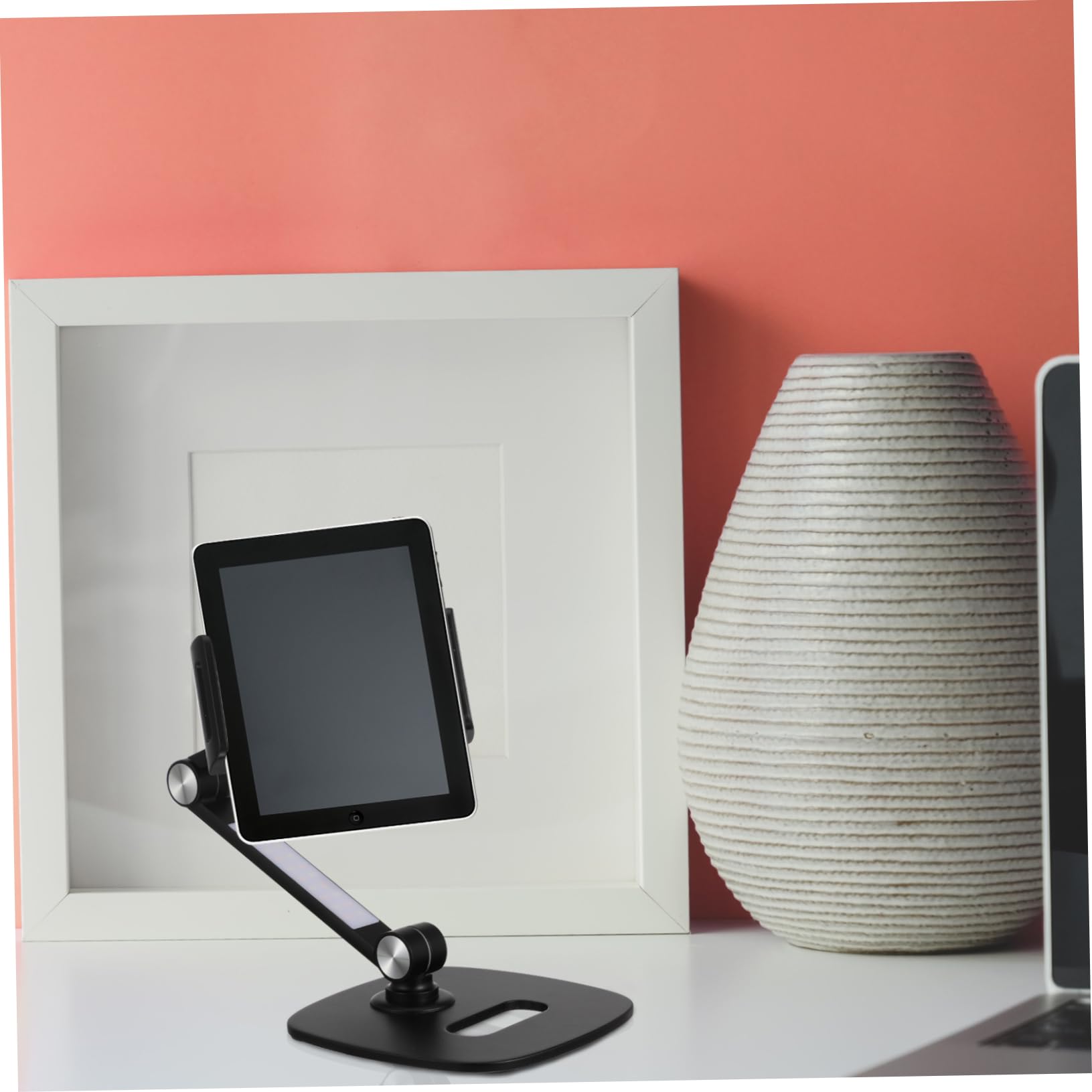 Support pour Tablette et Téléphone en Aluminium Noir, Pliable et Réglable
