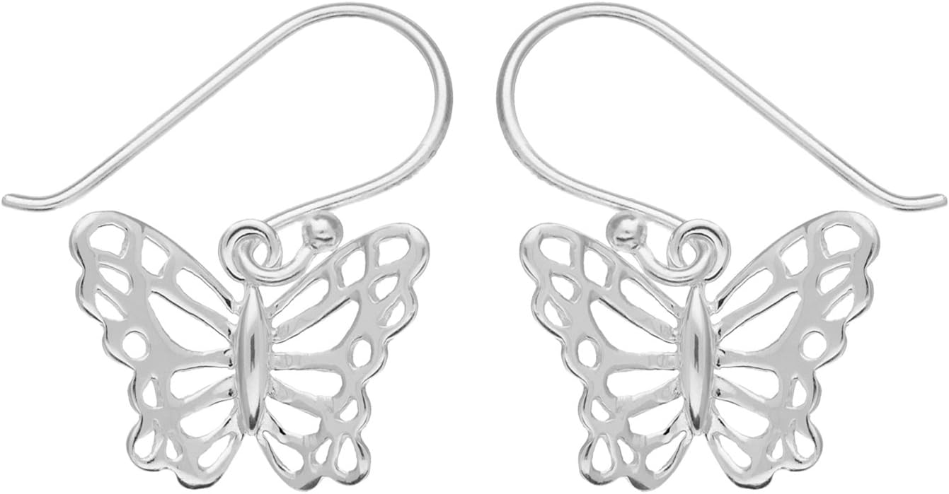 Adara Silver Cutout Butterfly Drop Earrings