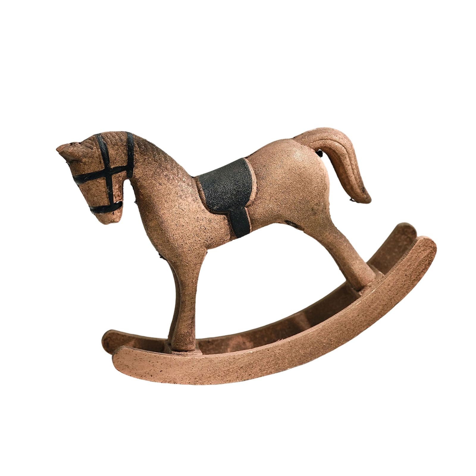 Scandinavian Rocking Horse Wood Carving Miniature Statue Elegant Shelf Decors for Living Room Interior Styling Scandinavian Artistic Rocking Horse Statue Elegant Shelf Ornament Study