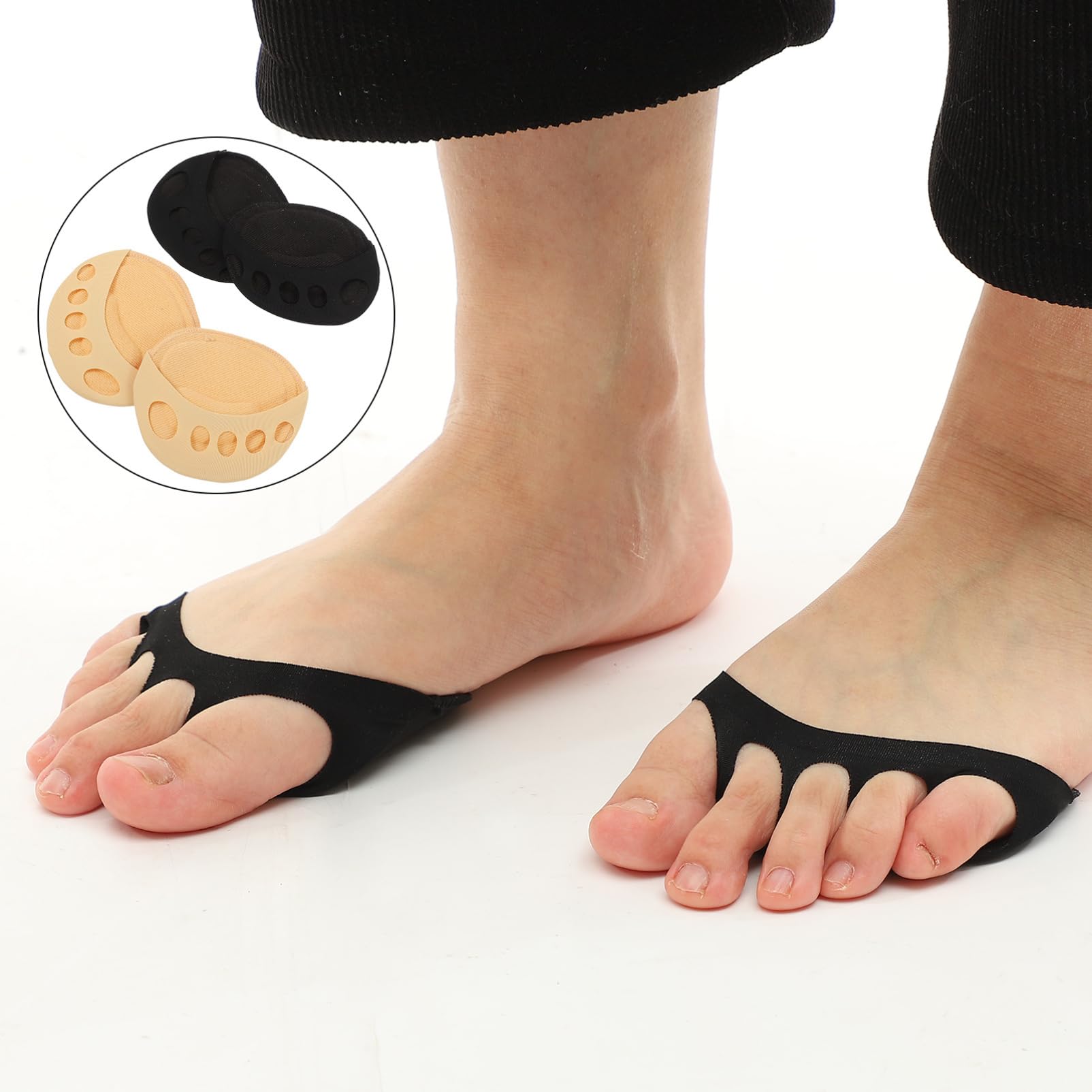 DEARMAMY 2Pairs Womens Invisible Half Socks Breathable Sweat Absorbing Toe Socks for Summer Fit for Canvas Running and Shoes Comfortable Support for All