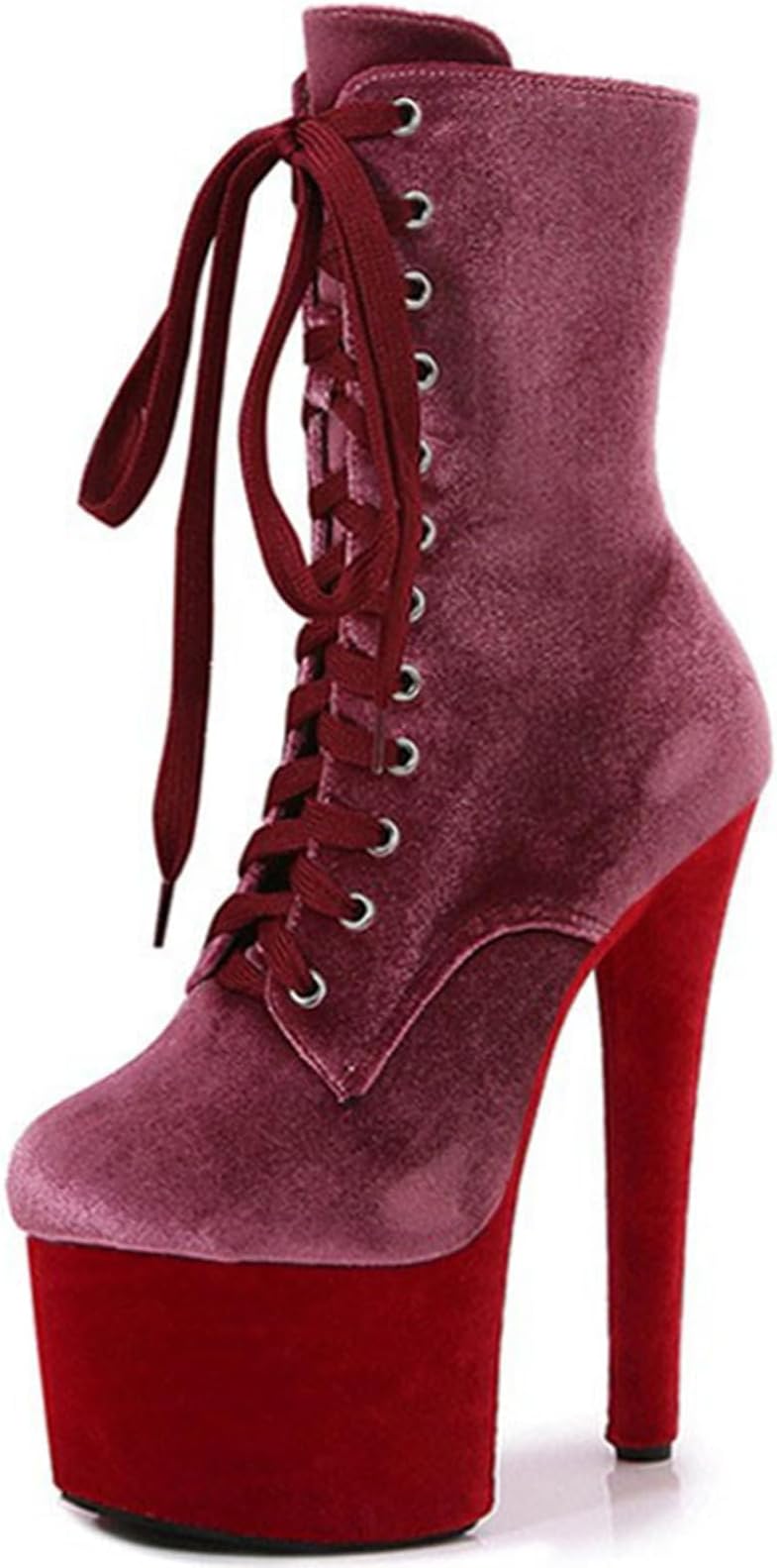 Women's Ankle Boots Platform 7 Inch Suede Pole Dance Boots Fashion Catwalk Super high Heel Dance Shoes, C-4, 6